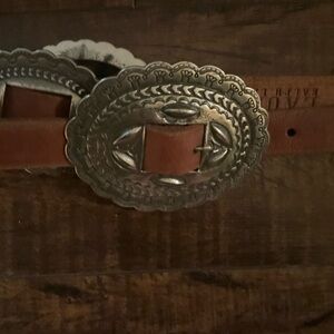 Ralph Lauren Tan Leather Belt with Silver Accents